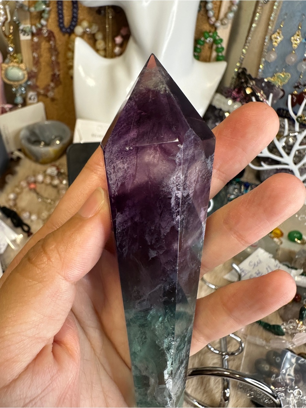 Fluorite Crystal Tower with Stand 4.8 inches - Picture 5 of 6